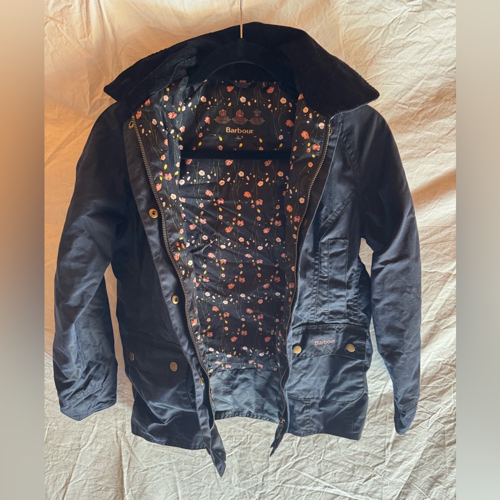 Barbour Black Jacket with Floral Lining